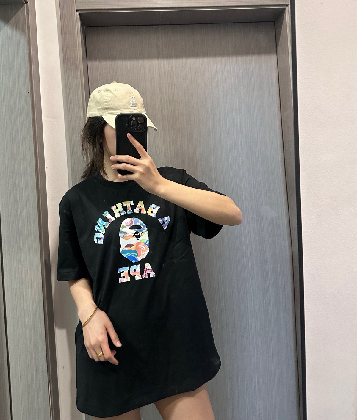 BAPE Art Camo Fluid Gradient College Ape Head Oversized Heavyweight Unisex T-Shirt