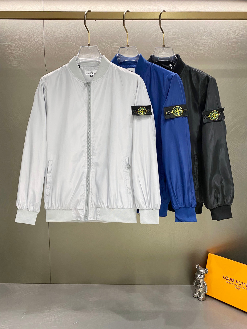 Stone Island High-Gloss Nylon Compass Badge Bomber Jacket - 3 Colors
