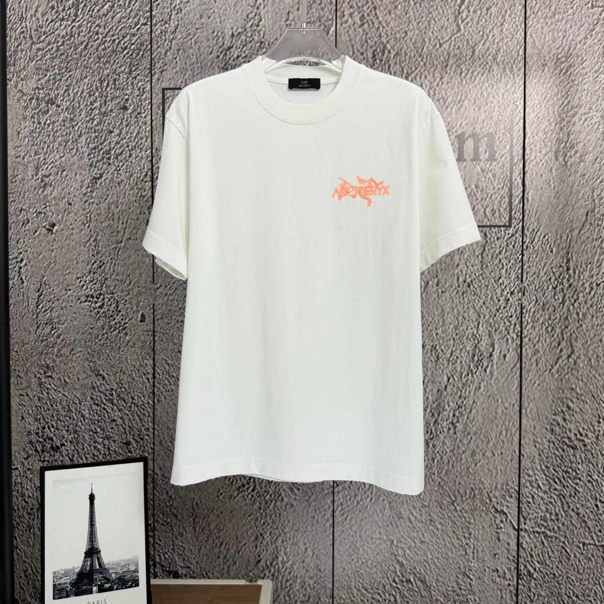 2026 Spring Summer Arc'teryx Washed Distressed T‑Shirt | Flocking Heat‑Press Chest Logo Unisex Tee