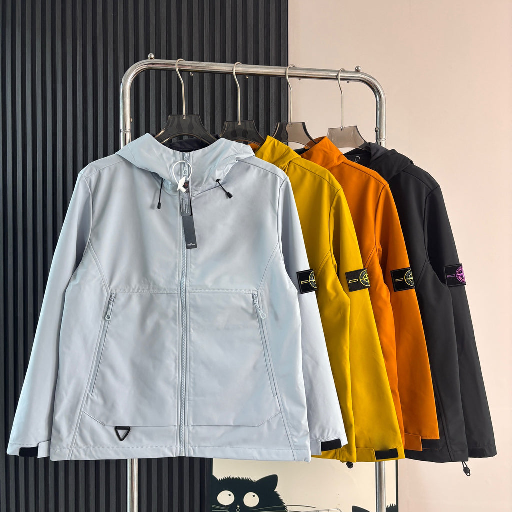 Stone Island Softshell Three-Protection Hooded Jacket with Compass Badge