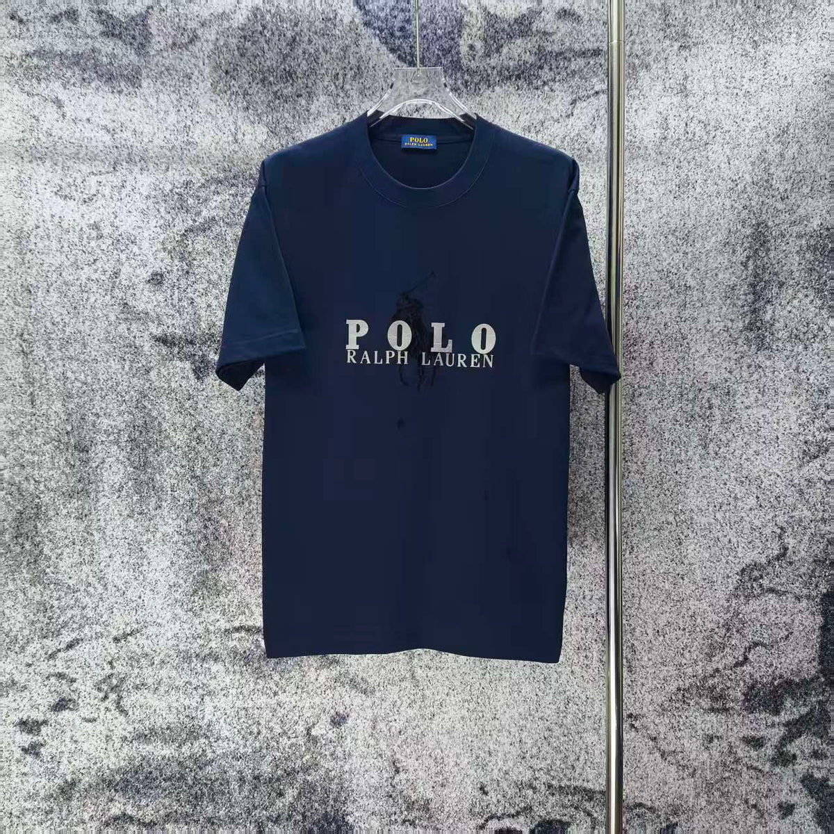Men's Crew‑Neck Short‑Sleeve T‑Shirt, Front Letter Logo Print