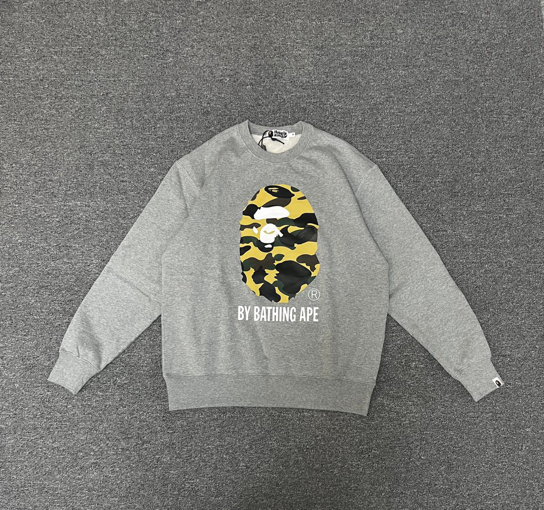 BAPE ABC Camo Ape Head "By Bathing Ape" Crewneck Sweatshirt - Gray / Black