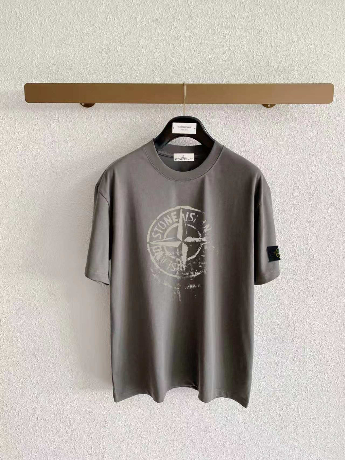Stone Island Worn Compass Rose Badge Oversized Print T-Shirt