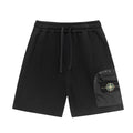 Stone Island Cotton Fleece Cargo Shorts with Nylon Cargo Pocket and Yellow-Green Compass Badge