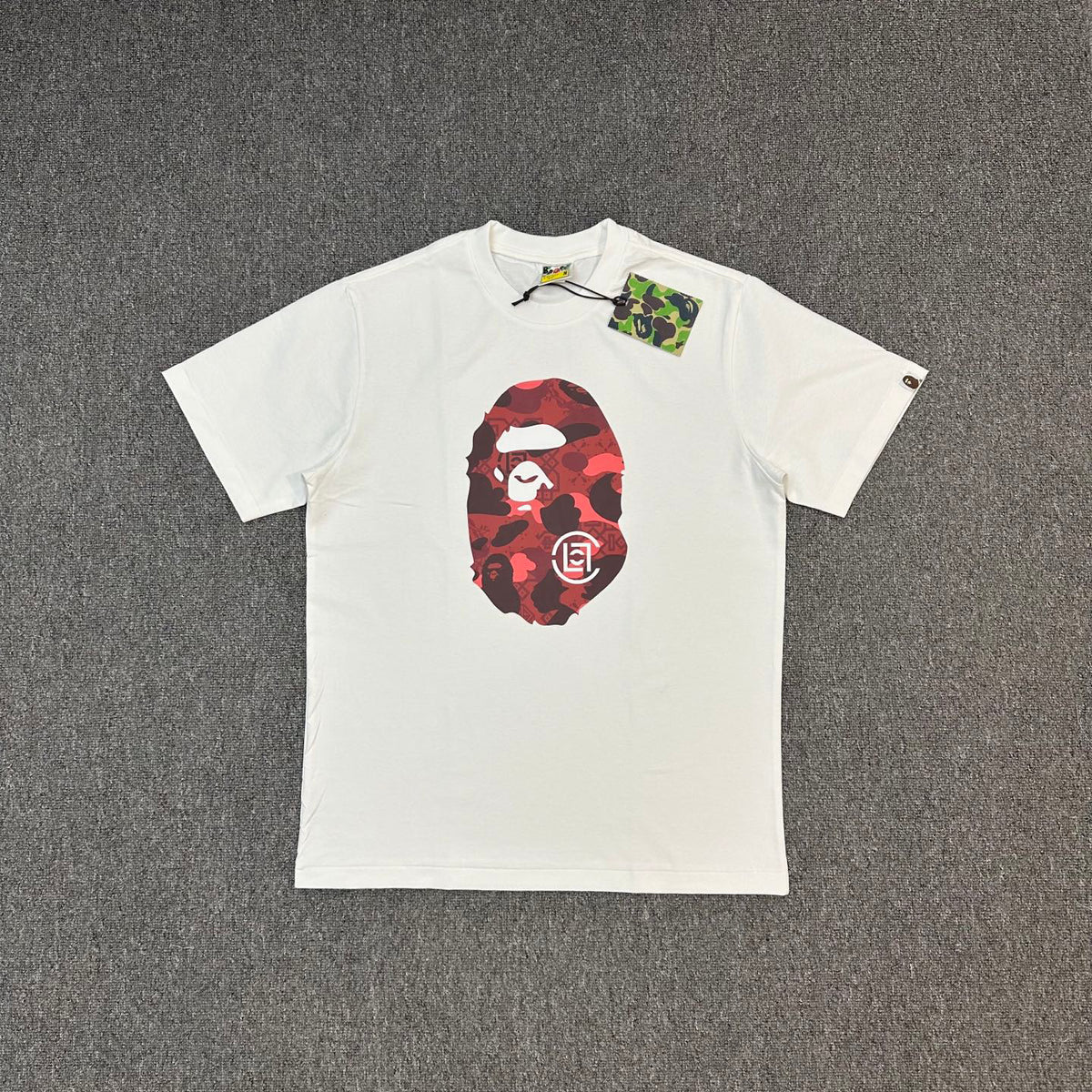 BAPE × CLOT SS25 Camo Monogram Ape Head Oversized Heavyweight Unisex T-Shirt