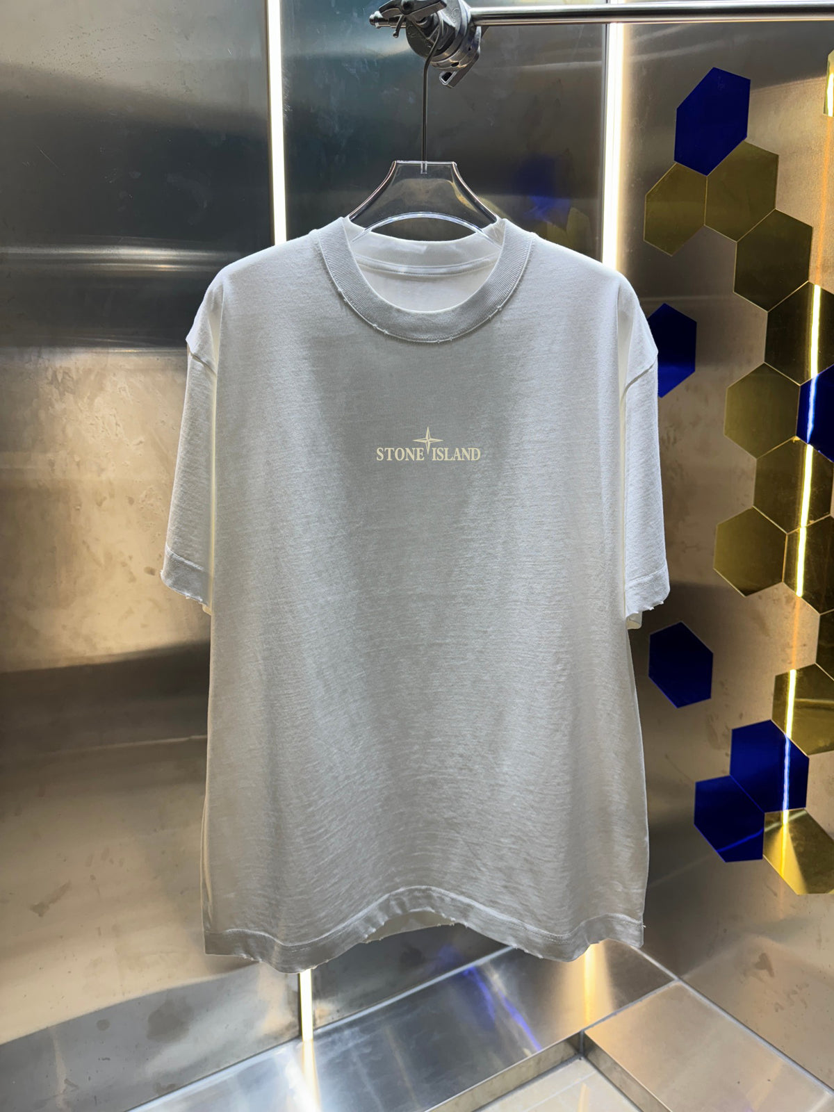 Stone Island 320gsm Washed Heavyweight Crew Neck T-Shirt with Embroidered Logo
