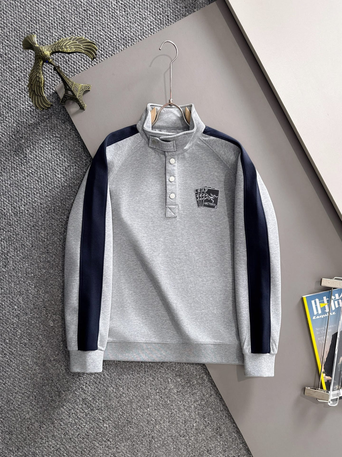 Arc'teryx 25SS Colorblock Stand Collar Snap Sweatshirt | Navy