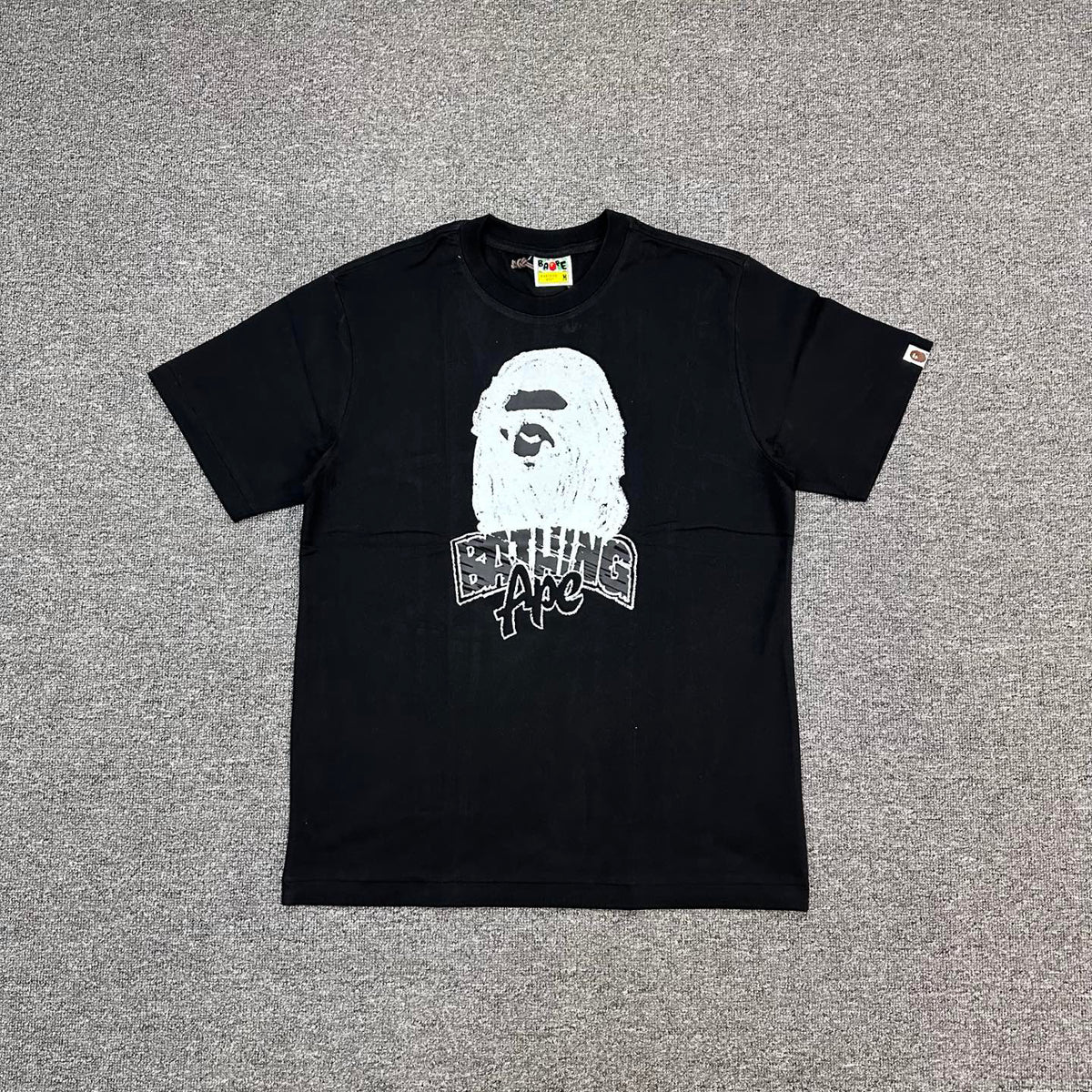 BAPE FW25 Hand-Drawn Graffiti Ape Head T-Shirt - White / Black