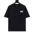 Arc'teryx Distressed Bird Logo Front & Grid Graphic Back Crew Neck Short‑Sleeve T‑Shirt, Unisex Relaxed Fit Tee