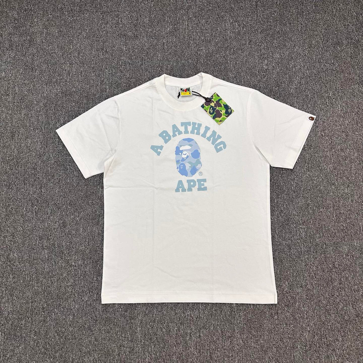 BAPE SS26 ABC Camo Ape Head College T-Shirt — Blue Camo / Pink Camo