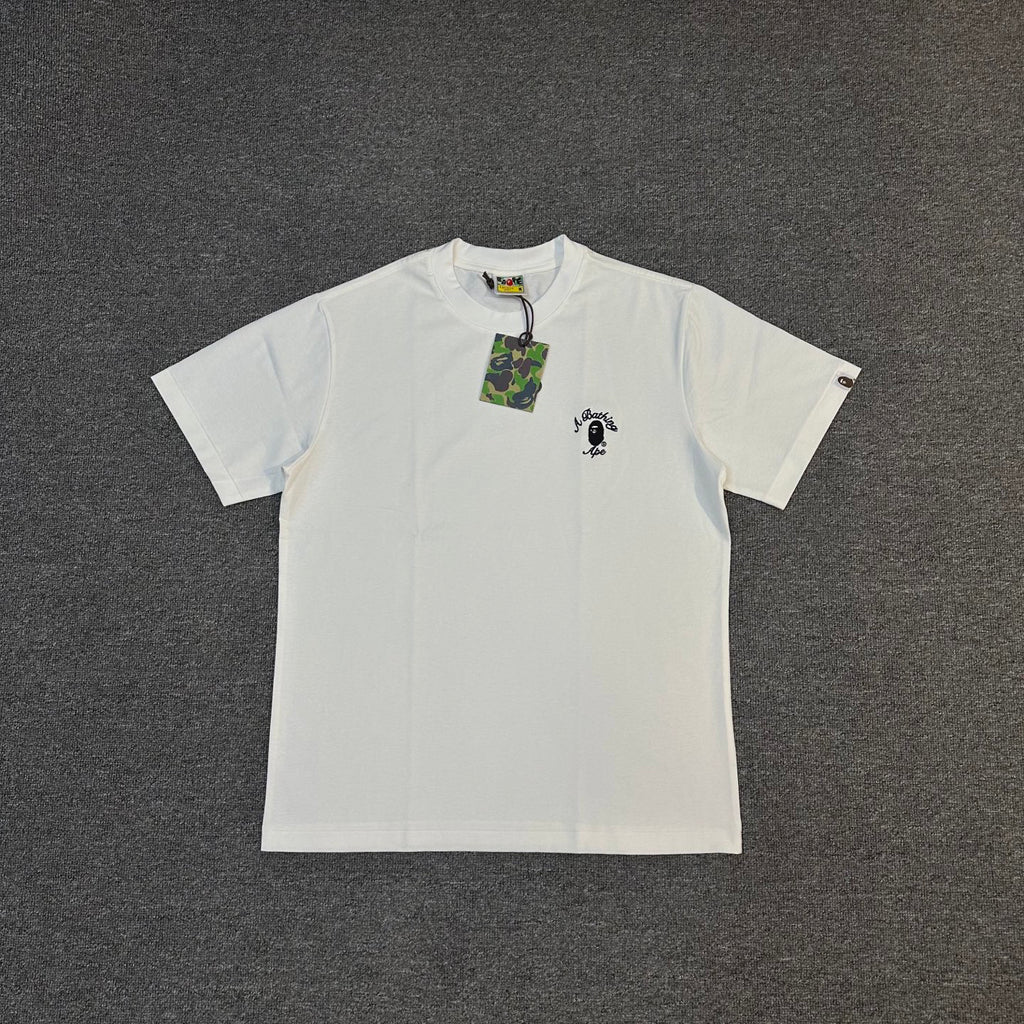 BAPE SS25 "A. Bathing Ape" Script Logo Left Chest Embroidered Oversized Heavyweight Unisex T-Shirt