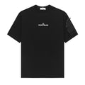 Stone Island Centre Chest Logo Crew Neck T-Shirt with Right Sleeve Nylon Zip Pocket
