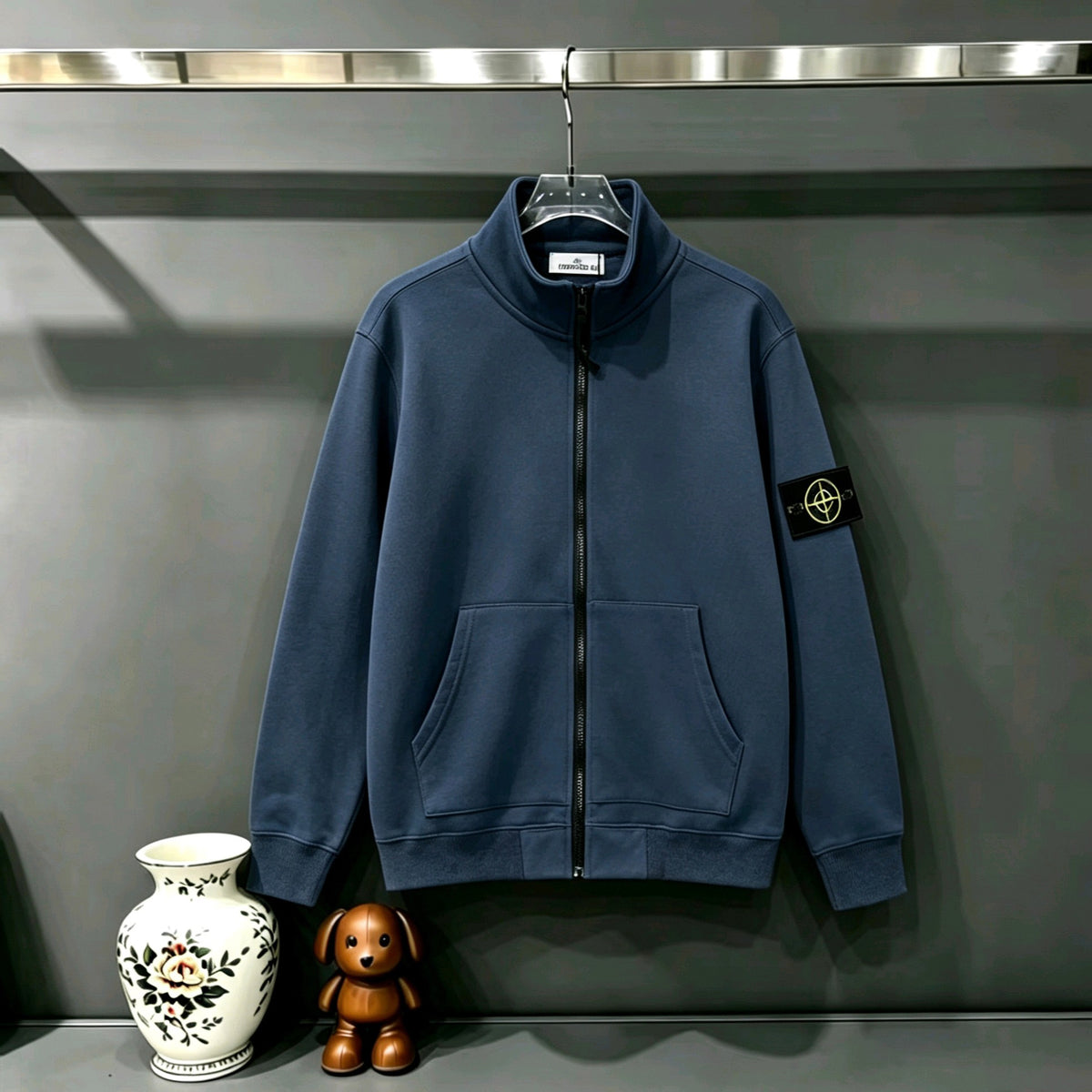 Stone Island Classic Compass Badge Full-Zip Stand Collar Sweatshirt Jacket