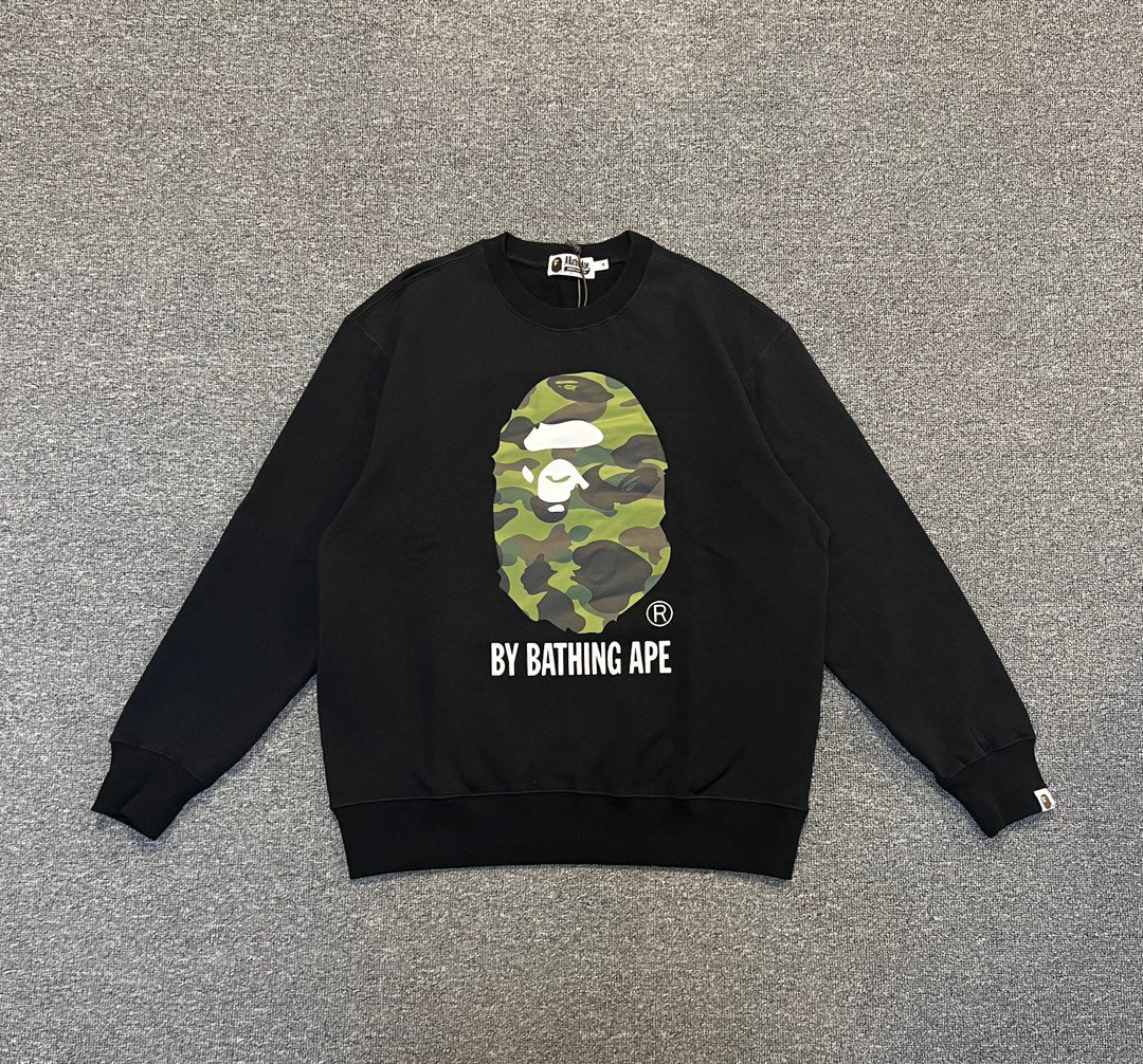 BAPE ABC Camo Ape Head "By Bathing Ape" Crewneck Sweatshirt - Gray / Black