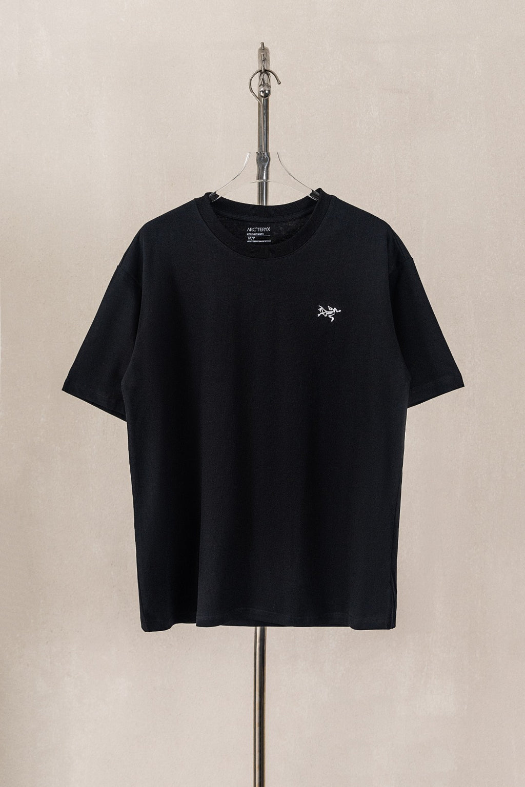 Arc'teryx Spring Summer Black Casual Tee Contrast Stitching Bird Logo Short‑Sleeve T‑Shirt