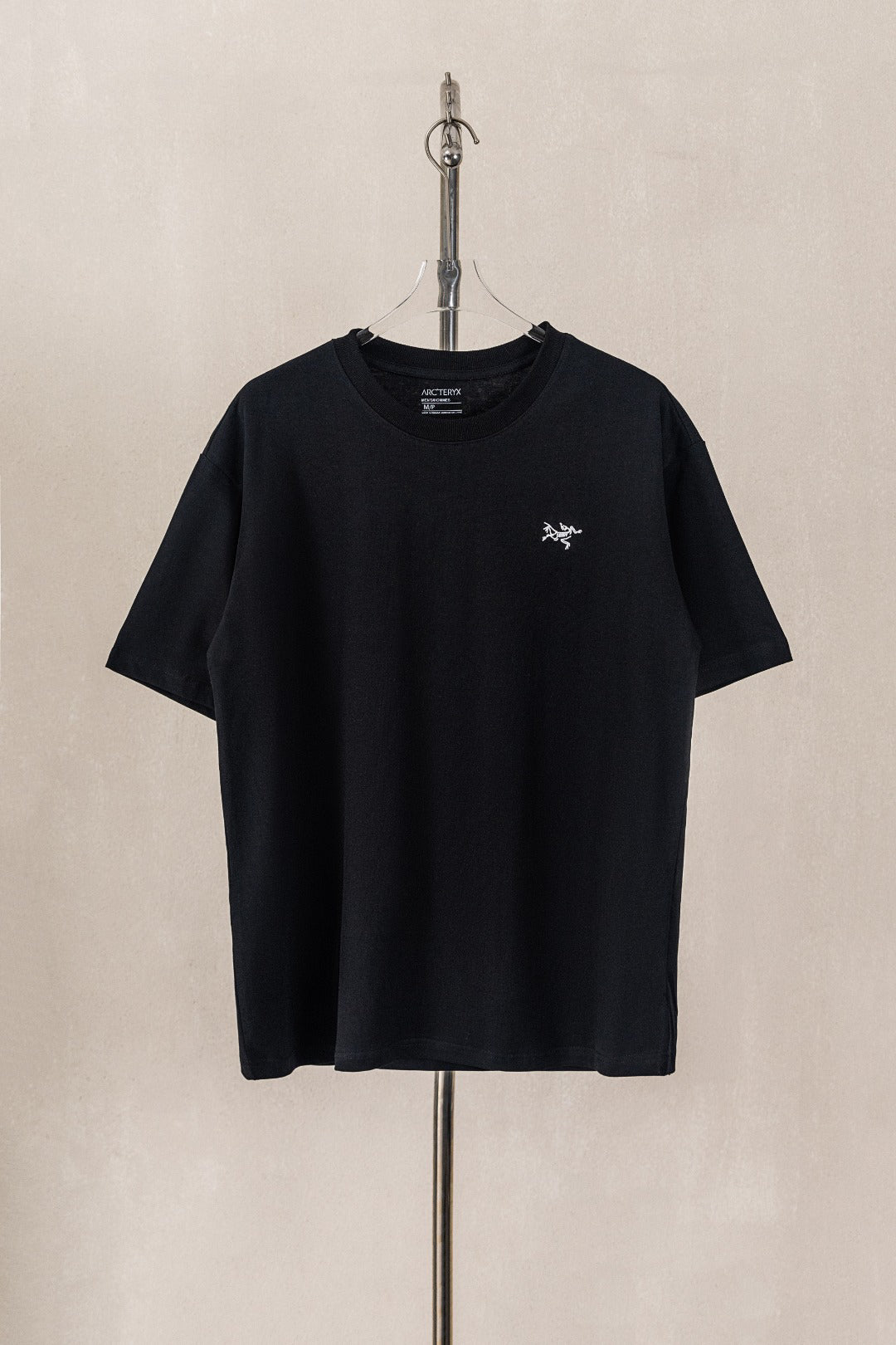 Arc'teryx Spring Summer Black Casual Tee Contrast Stitching Bird Logo Short‑Sleeve T‑Shirt