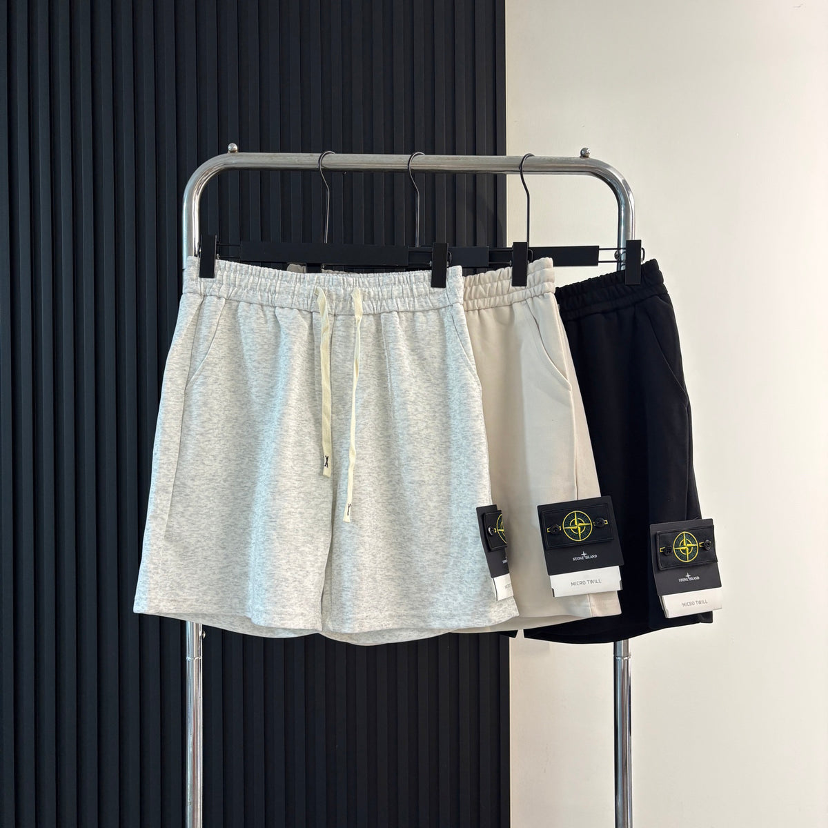 Stone Island Cotton Fleece Sweat Shorts with Elasticated Drawstring Waist