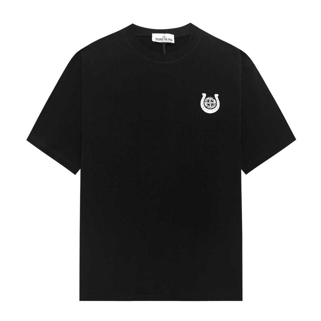 Stone Island Left Chest Horseshoe Compass Badge Print Crew Neck T-Shirt