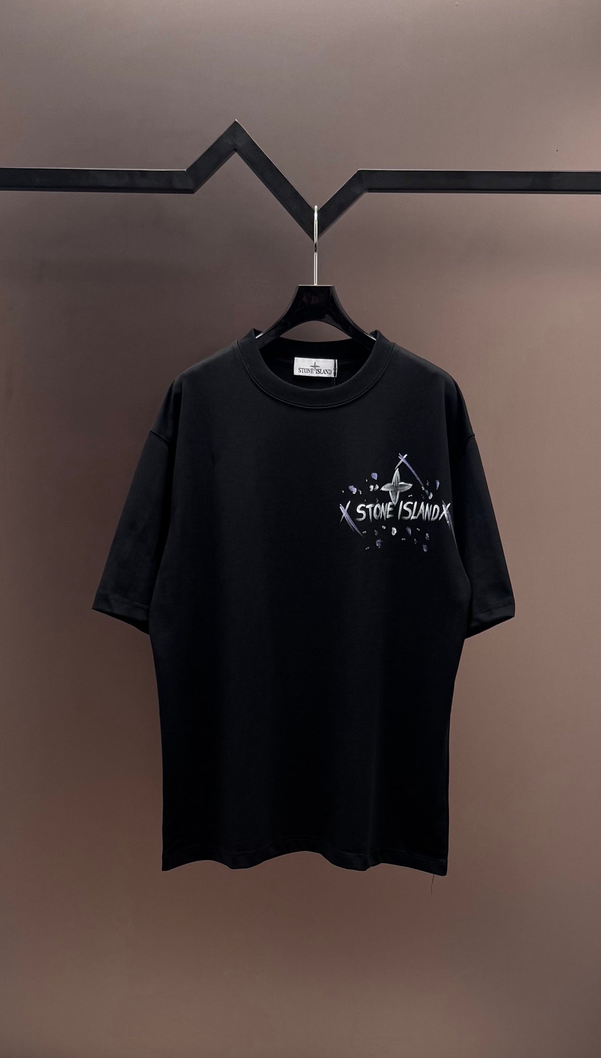 Stone Island Hand-Painted Graffiti T-Shirt with Compass Rose Back Print