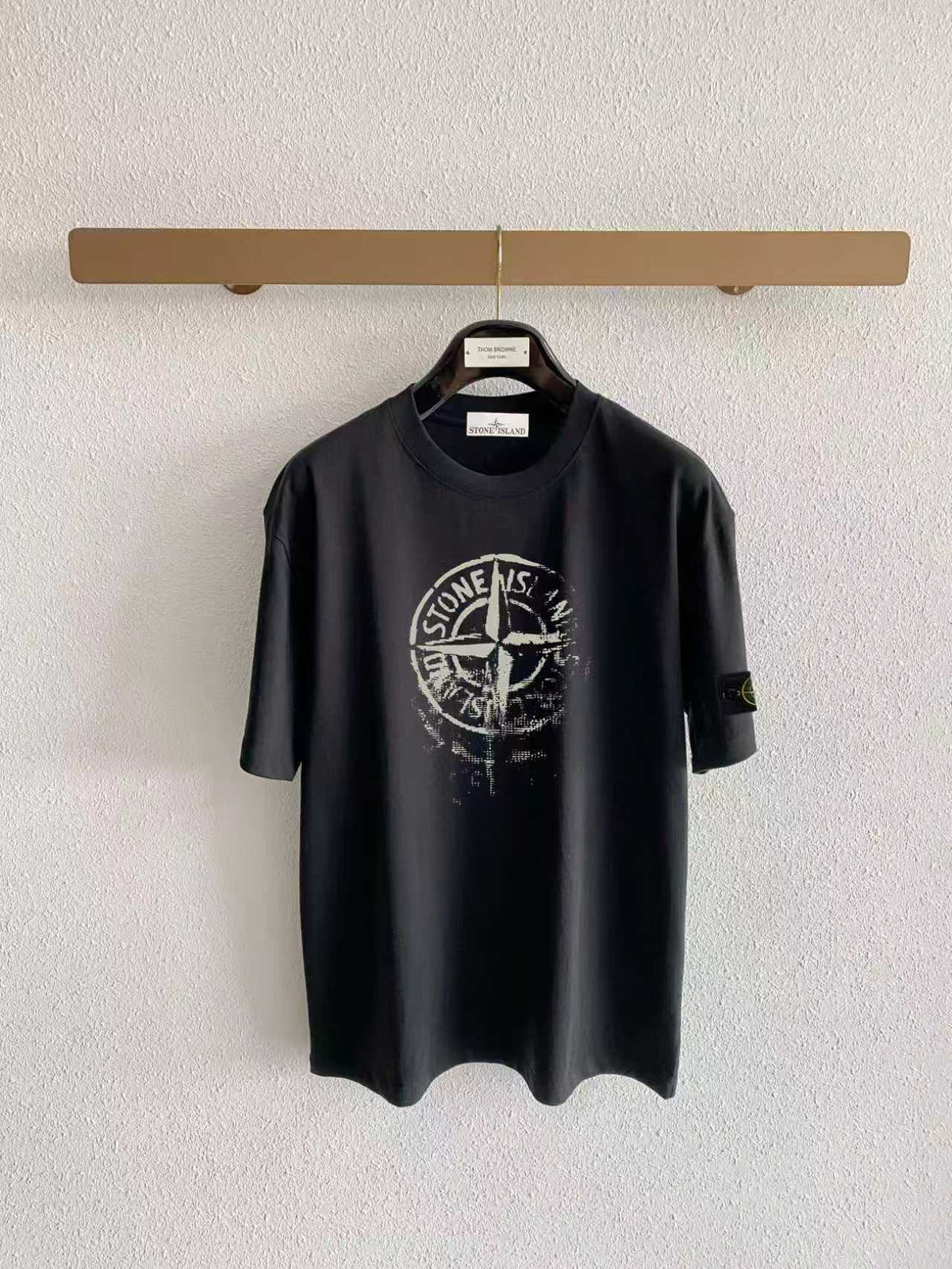 Stone Island Worn Compass Rose Badge Oversized Print T-Shirt