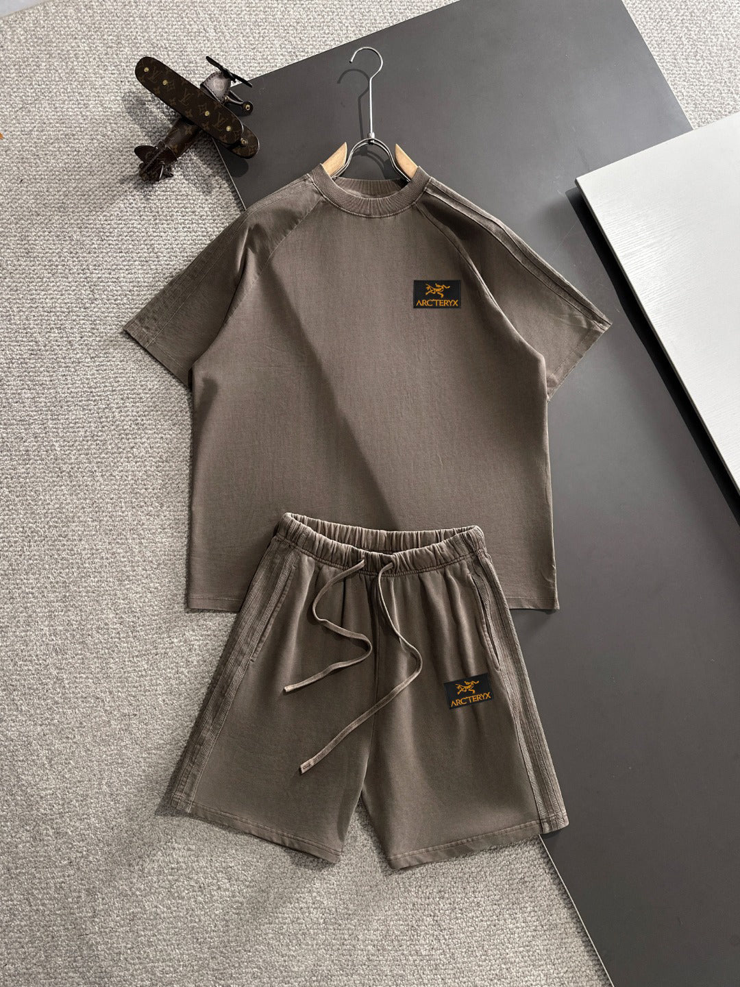 Arc'teryx Gold Bird Embroidered Washed Raglan T-Shirt & Shorts Two-Piece Set