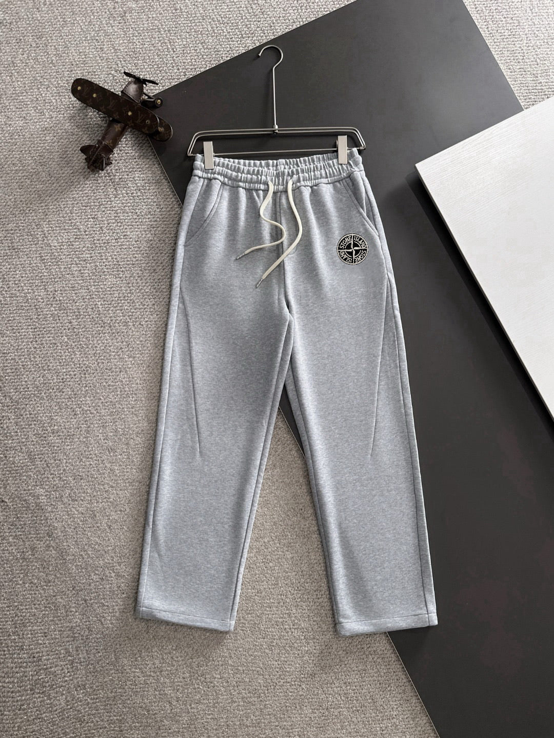 Stone Island Heathered Cotton Blend Relaxed Straight Sweatpants