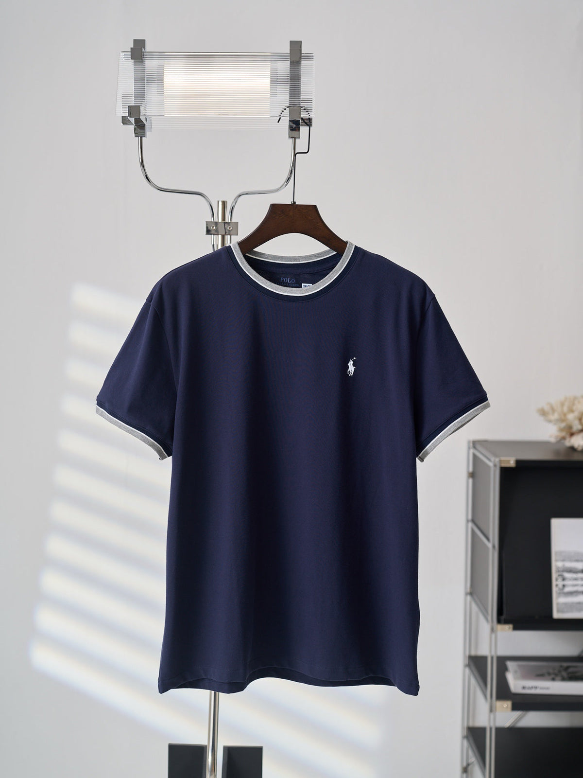 Ralph Lauren Men's Contrast‑Trim Crew‑Neck Short‑Sleeve T‑Shirt, Navy Pony Embroidery