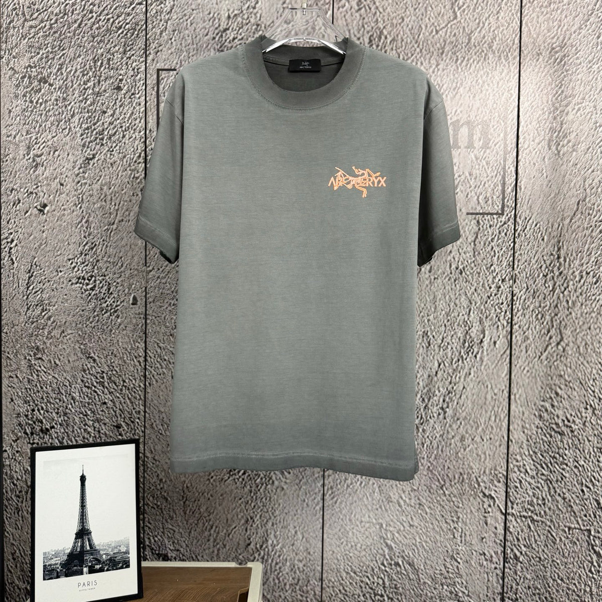 2026 Spring Summer Arc'teryx Washed Distressed T‑Shirt | Flocking Heat‑Press Chest Logo Unisex Tee