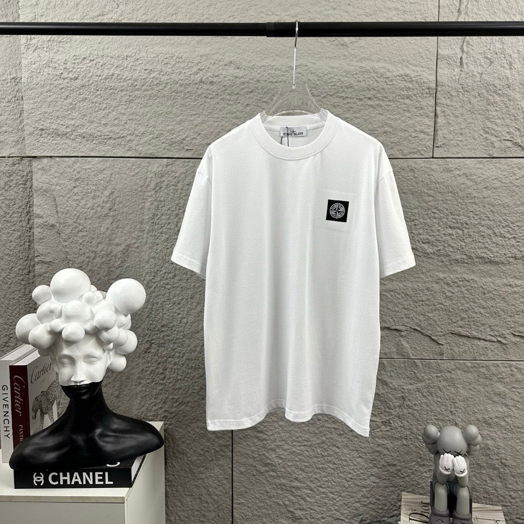 Stone Island Classic Compass Rose Woven Appliqué Badge T-Shirt - Left Chest Patch