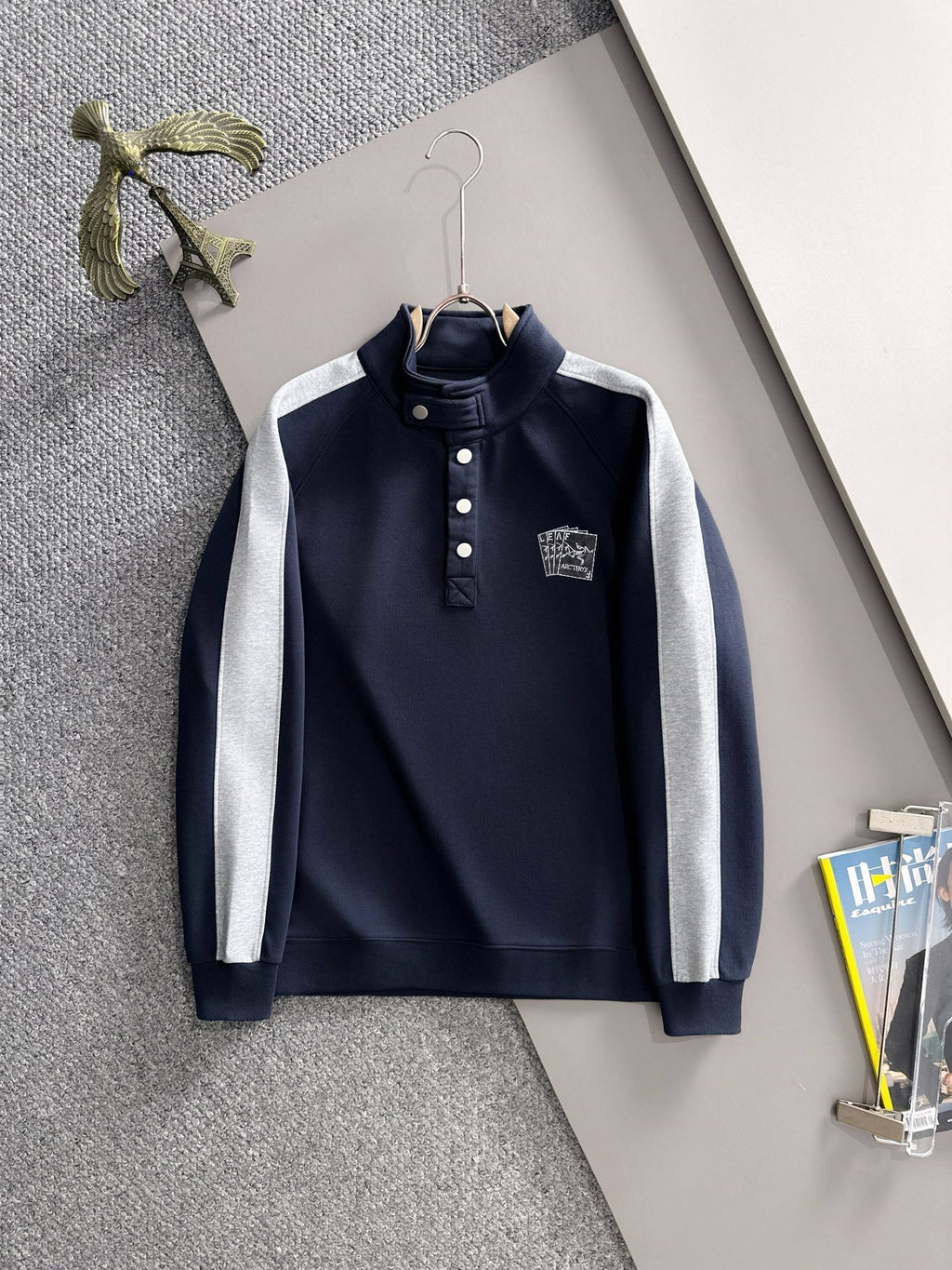 Arc'teryx 25SS Colorblock Stand Collar Snap Sweatshirt | Navy