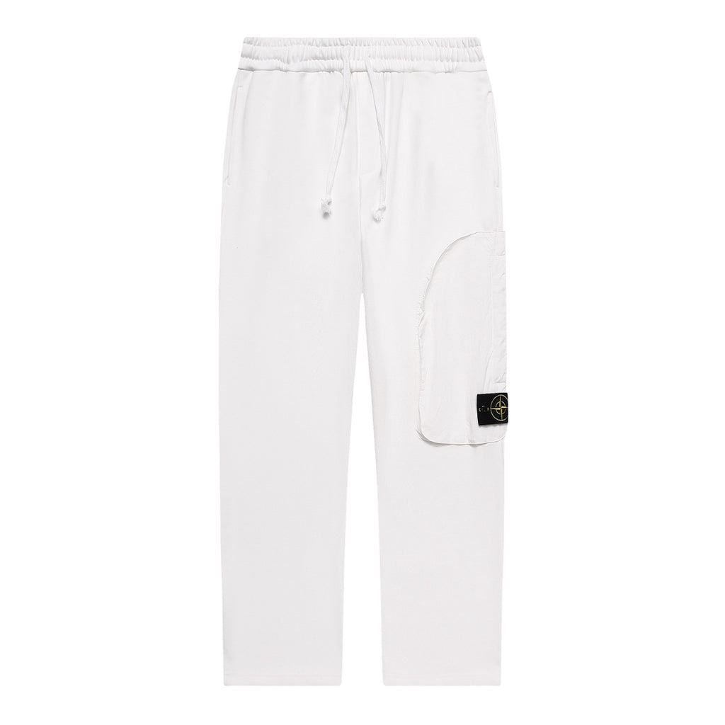 Stone Island Cotton Fleece Cargo Sweatpants with Right Thigh Curved Flap Pocket and Compass Badge