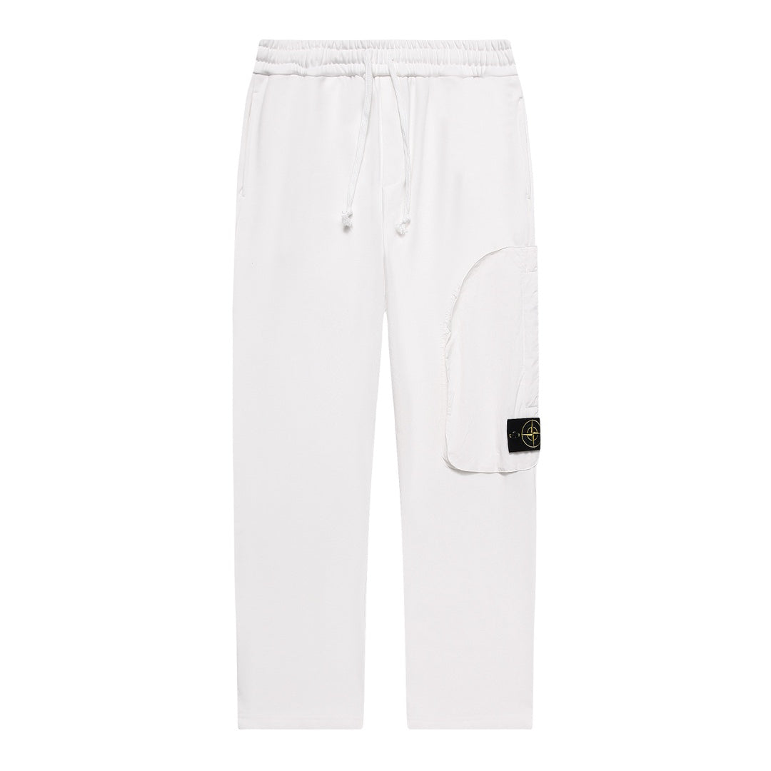 Stone Island Cotton Fleece Cargo Sweatpants with Right Thigh Curved Flap Pocket and Compass Badge
