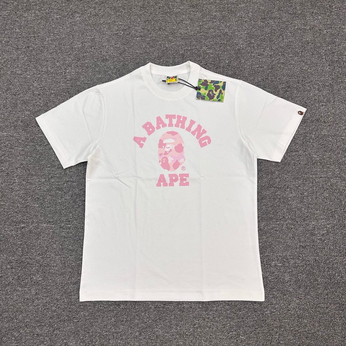 BAPE SS26 ABC Camo Ape Head College T-Shirt — Blue Camo / Pink Camo