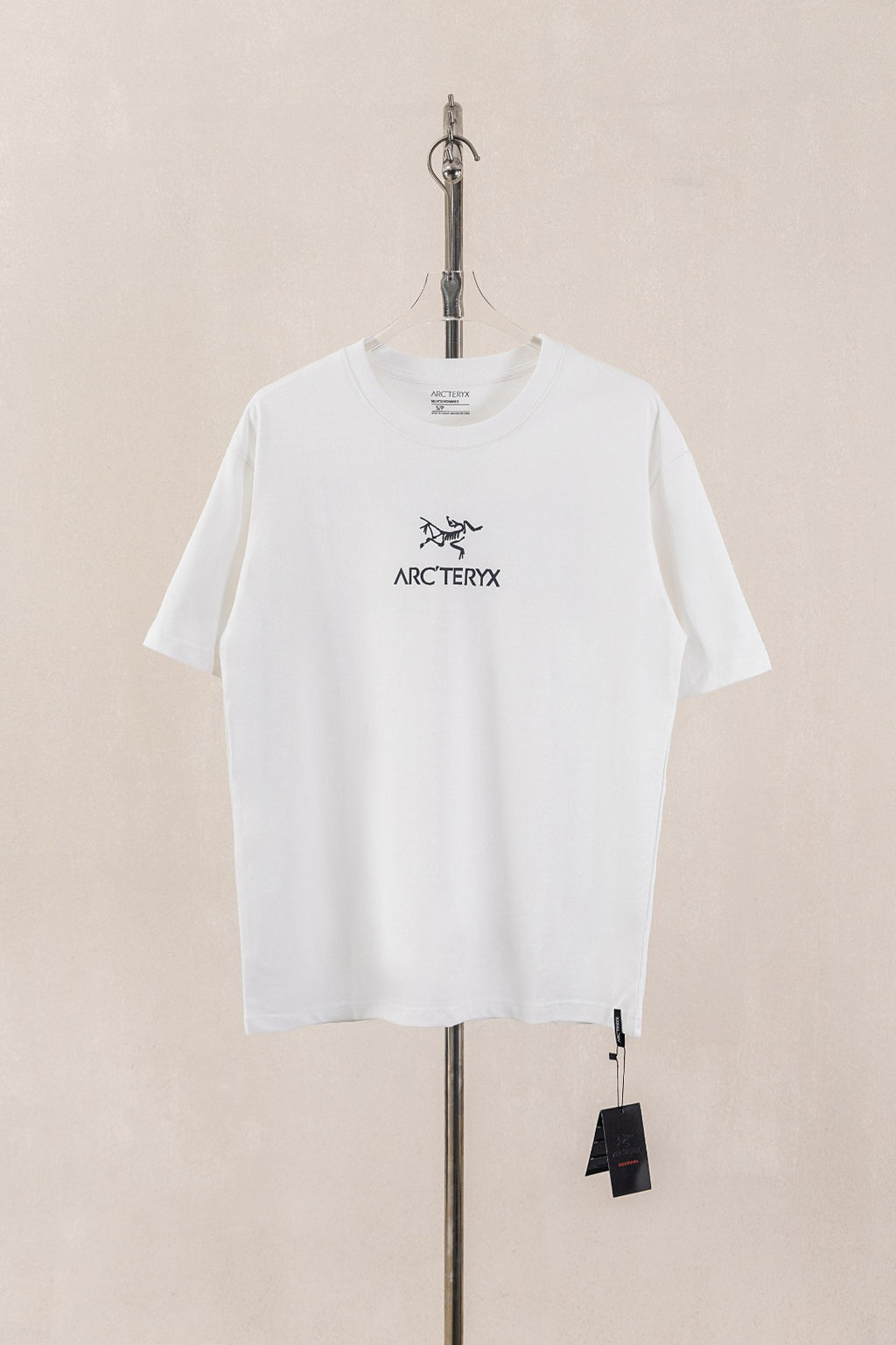 Arc'teryx Men Crew Neck T‑Shirt Back Skeleton Bird Grid Print White Street Casual Tee
