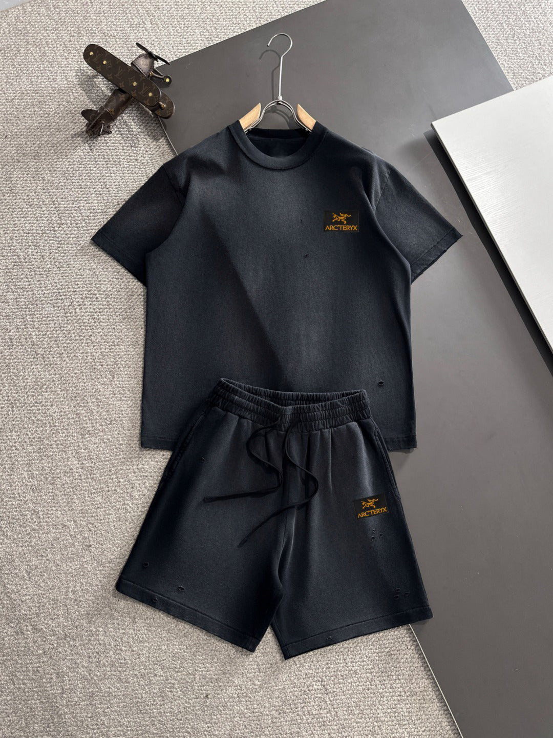 Arc'teryx Gold Bird Embroidered Washed Raglan T-Shirt & Shorts Two-Piece Set