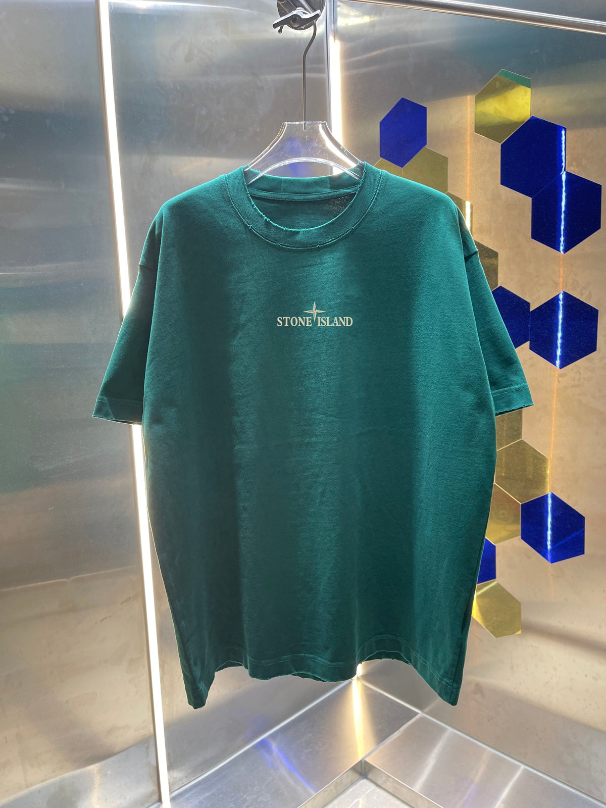 Stone Island 320gsm Washed Heavyweight Crew Neck T-Shirt with Embroidered Logo