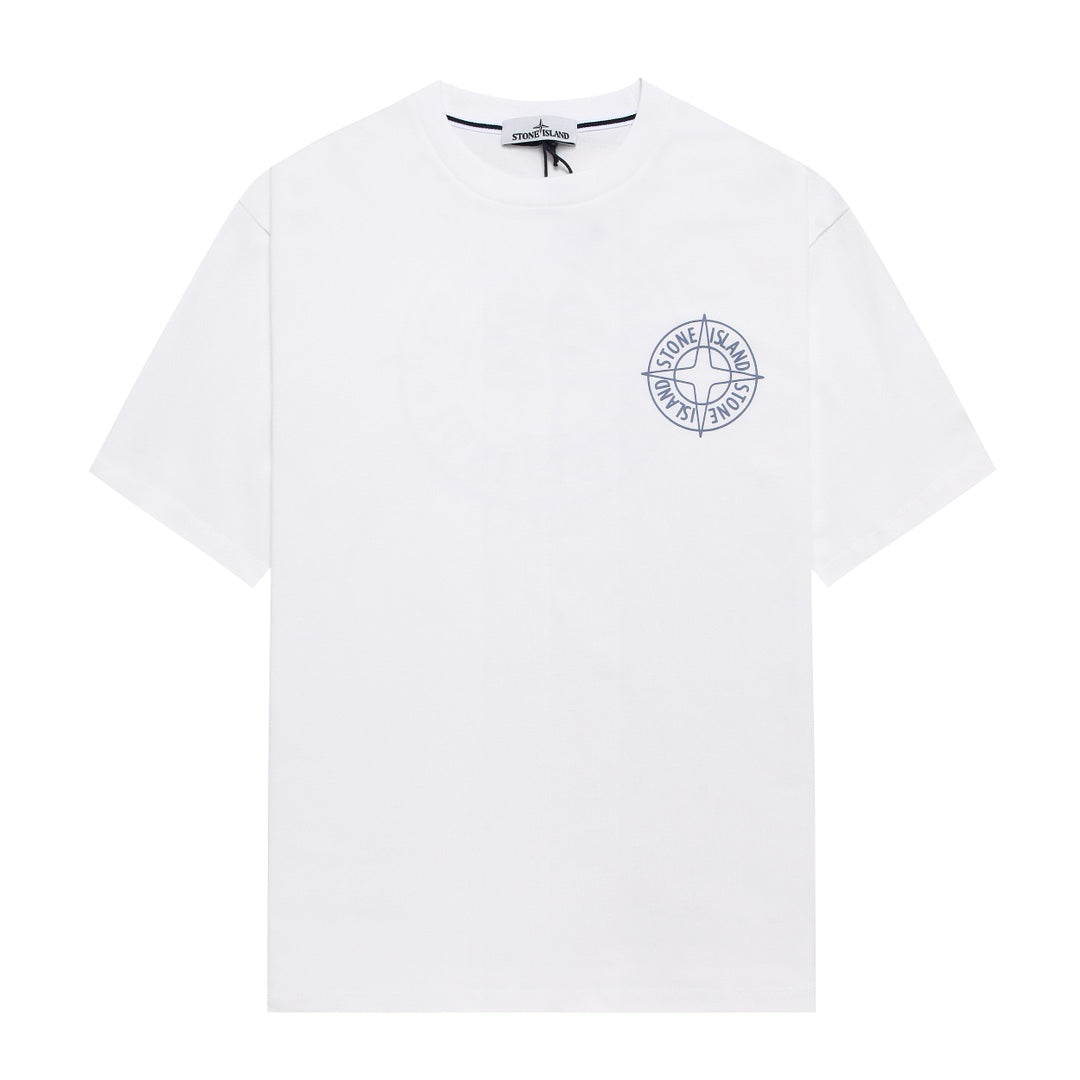 Stone Island Left Chest Circular Compass Badge Print Crew Neck T-Shirt