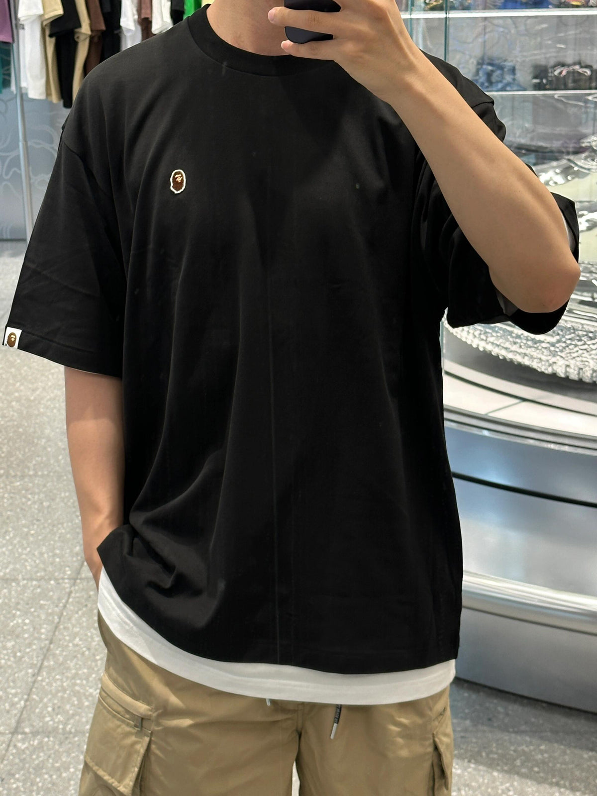 BAPE SS25 Small Ape Head Embroidered Badge Minimalist Oversized Heavyweight Unisex T-Shirt