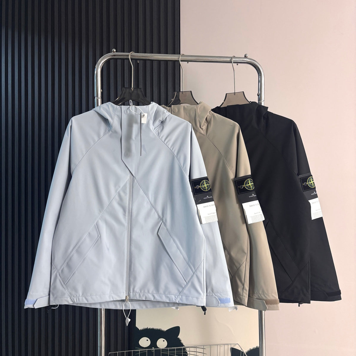Stone Island Diagonal Panel Technical Hooded Jacket with Compass Badge