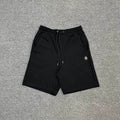 A Bathing Ape SS25 Gold Ape Head Woven Patch Shorts - Black