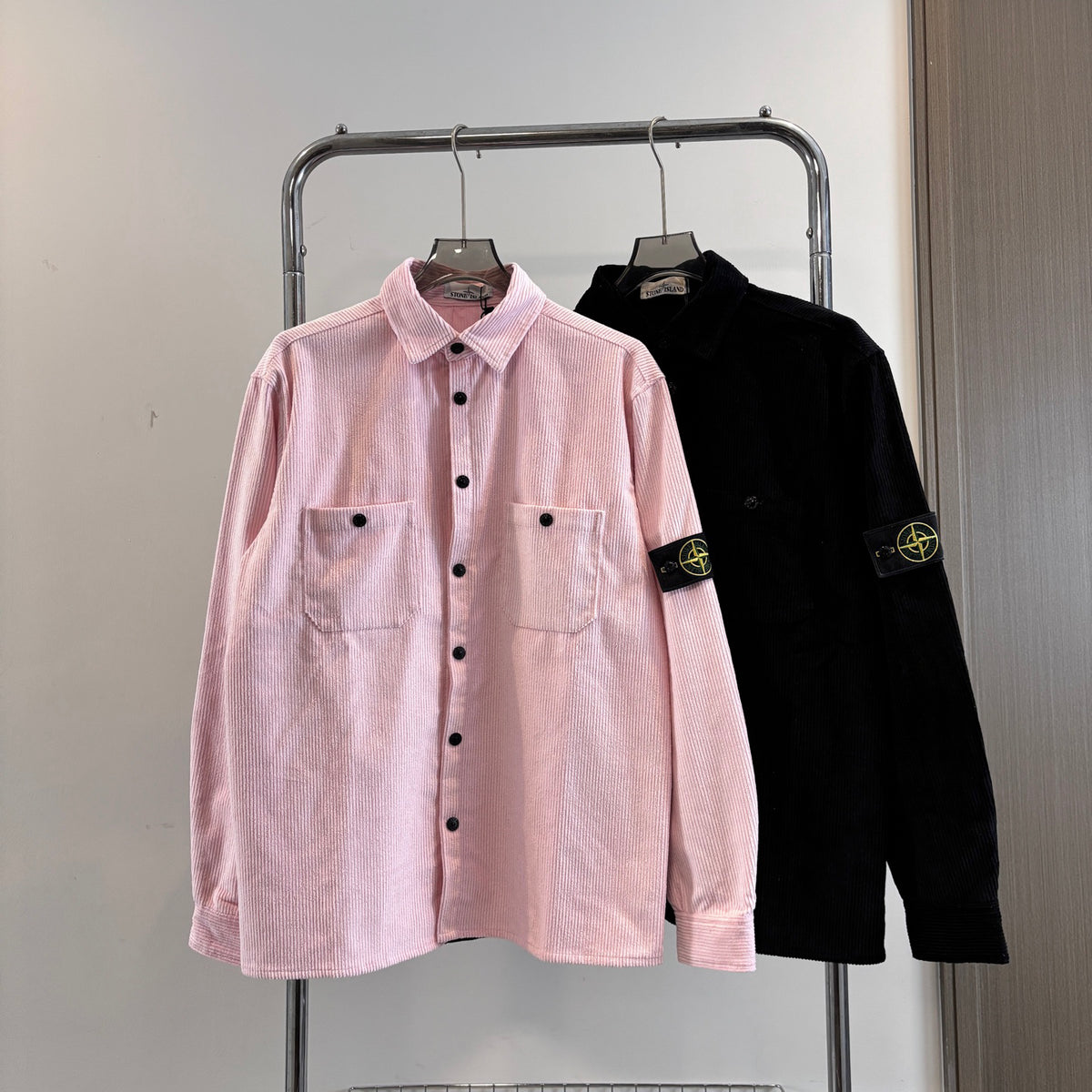 Stone Island Wide-Wale Corduroy Overshirt with Snap Buttons and Compass Badge