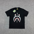 BAPE SS26 WGM Shark Glitter Print T-Shirt — Black