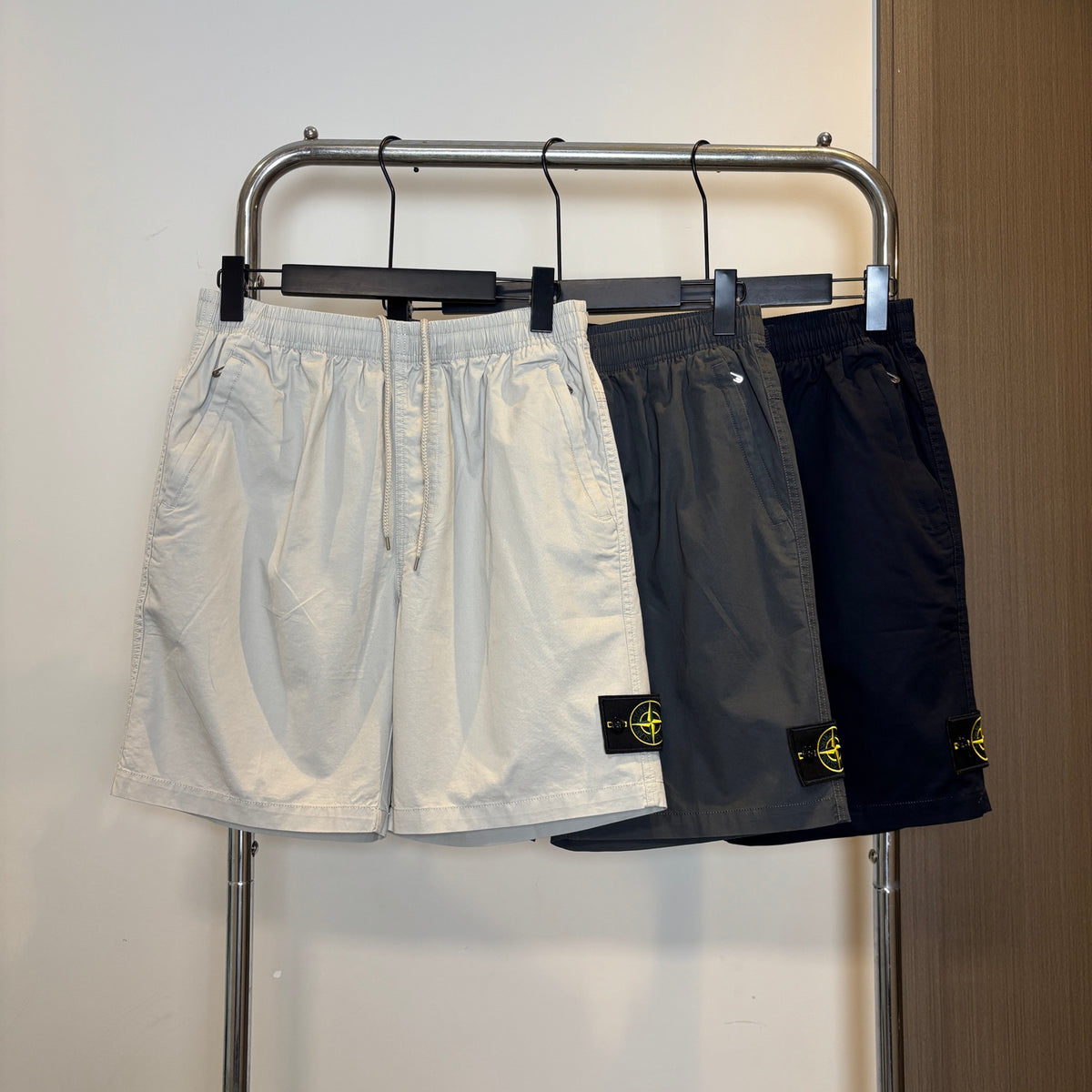 Stone Island Mid-Length Utility Cotton Shorts with Elasticated Waist and Compass Badge