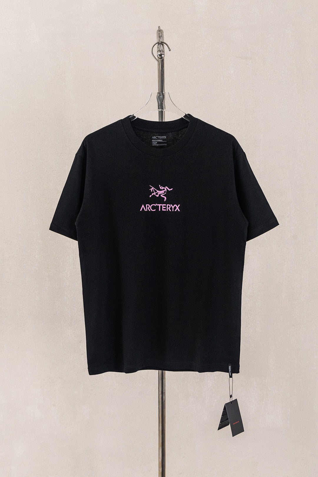 Arc'teryx Men Crew Neck T‑Shirt Back Skeleton Bird Grid Print White Street Casual Tee