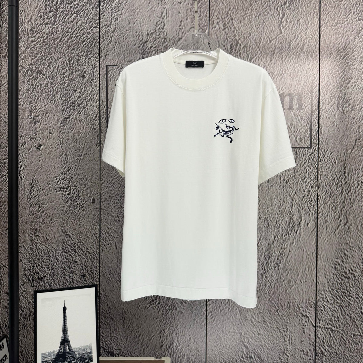 2026 Spring Summer Arc'teryx Washed Distressed T‑Shirt | Front‑Back Flocking Heat‑Press Skeleton Tee Unisex