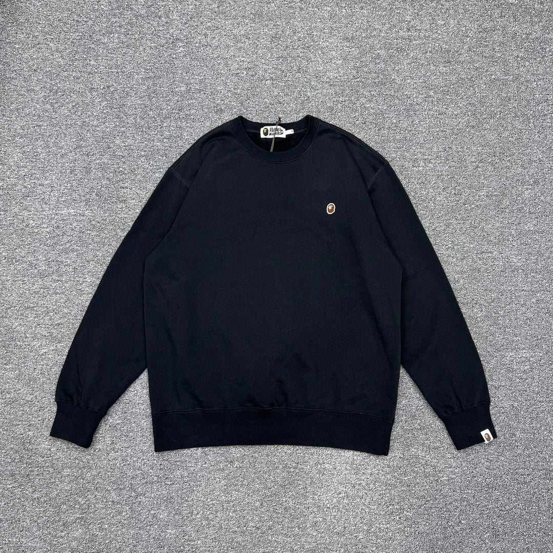 BAPE One Point Ape Head Crewneck Sweatshirt - 420gsm - Gray / Black