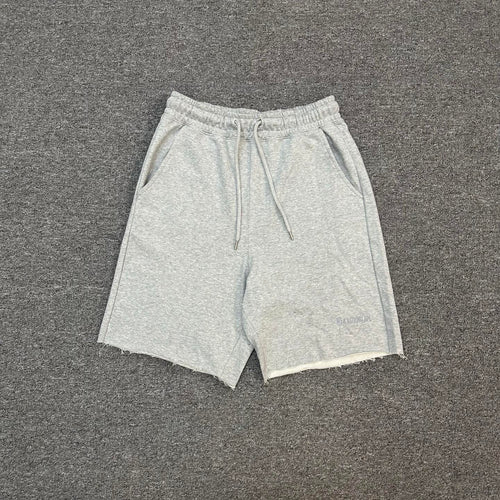 A Bathing Ape Wordmark Embroidered Raw Hem Shorts - Black / Gray