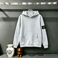 Stone Island Compass Badge Snap-Detail Pullover Hoodie Sweatshirt