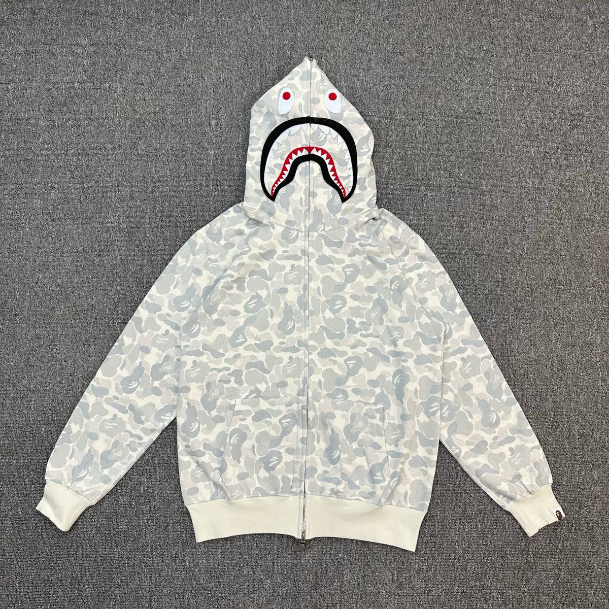 BAPE FW24 Ice Grey ABC Camo Shark Full-Zip Hoodie - Harajuku PACK Limited