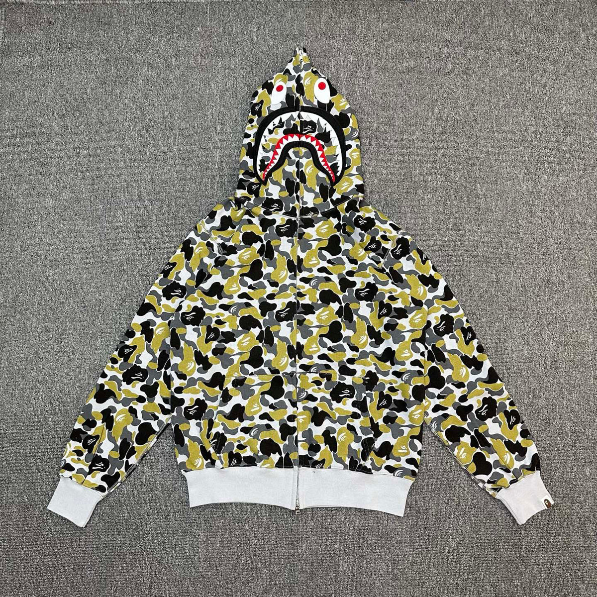 BAPE FW24 Yellow-Green ABC Camo Shark Full-Zip Hoodie - Ginza Limited